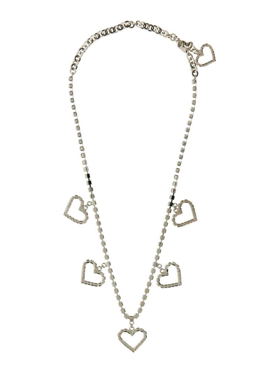 Alessandra Rich Women Crystal Necklace With Heart Pendants ALESSANDRA RICH