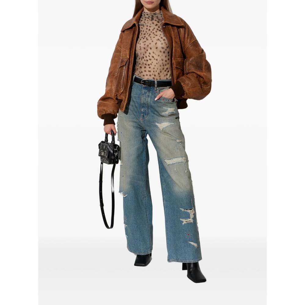 Amiri Blue Denim - Wide-Leg Jeans Women AMIRI