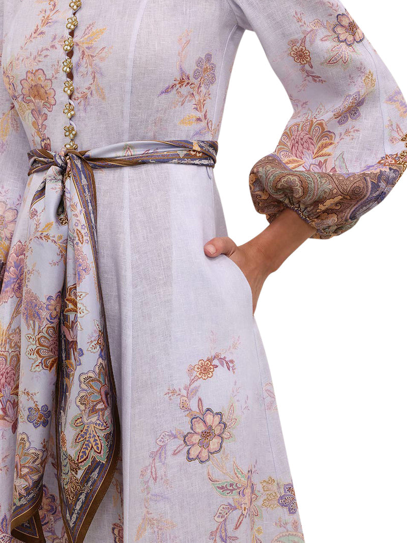 Zimmermann Women Midi Linen Dress With Buttons ZIMMERMANN