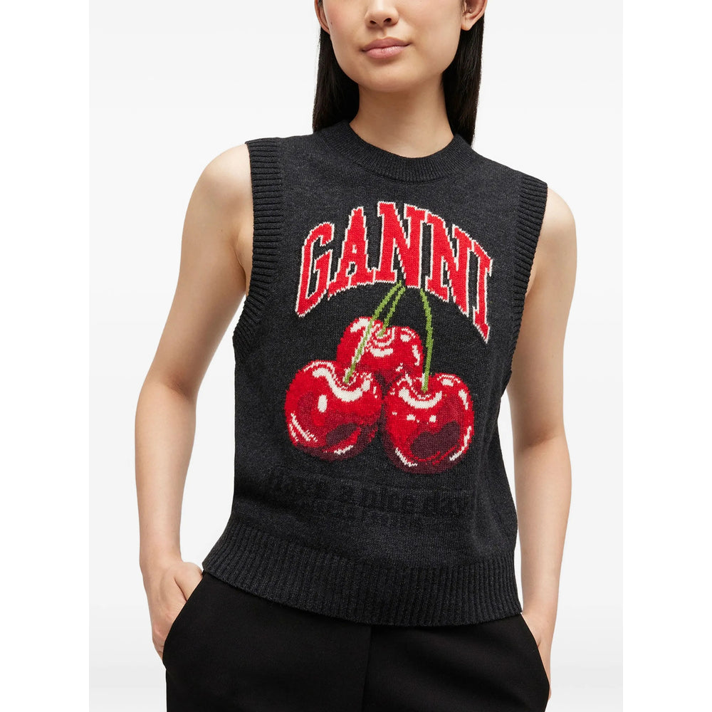 Ganni Grey Tops - Vests & Tank Tops Women GANNI