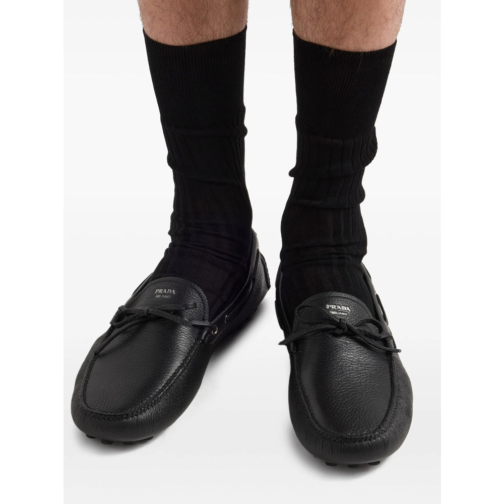 Prada Black Boat Shoes Men PRADA