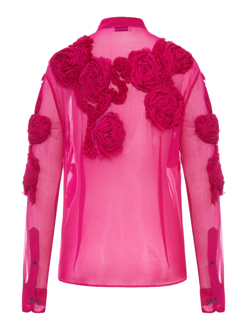 Dries Van Noten Women Dries Van Noten Women Organza Shirt With Floral Applications DRIES VAN NOTEN