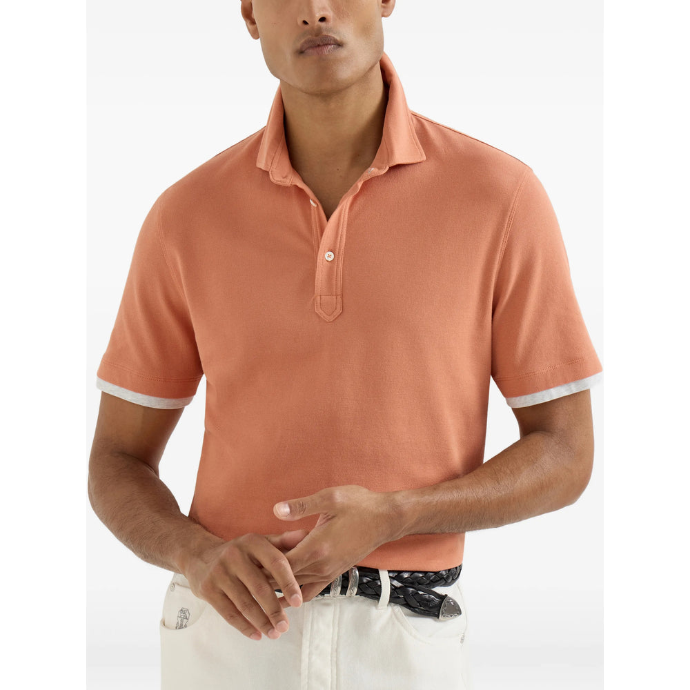 Brunello Cucinelli Orange Polo Shirts Men BRUNELLO CUCINELLI