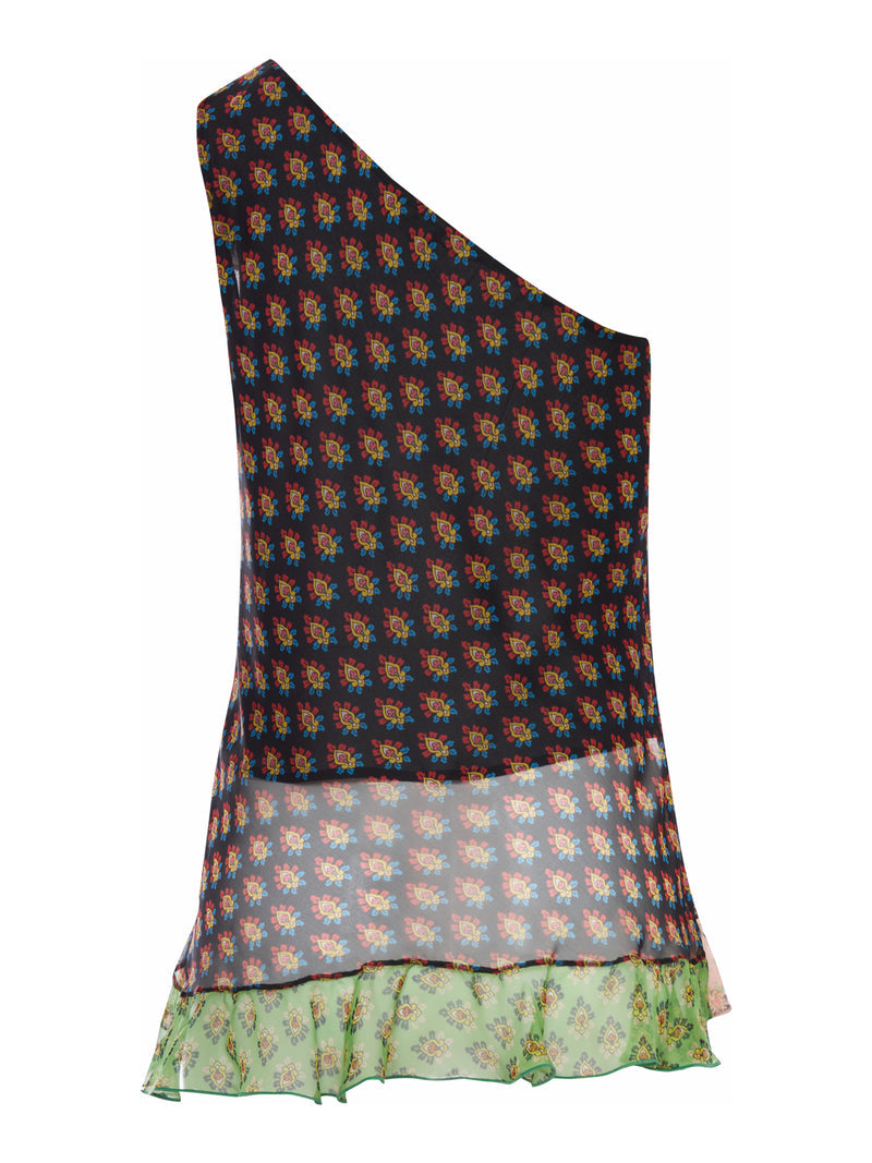 Etro Women Asymmetric Top With Micro Floral Print ETRO