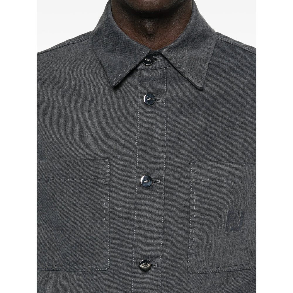 Fendi Grey Jackets - Shirt Jackets Men FENDI