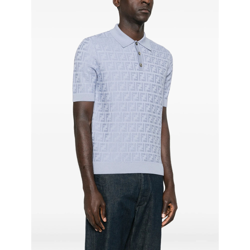 Fendi Blue Polo Shirts Men FENDI