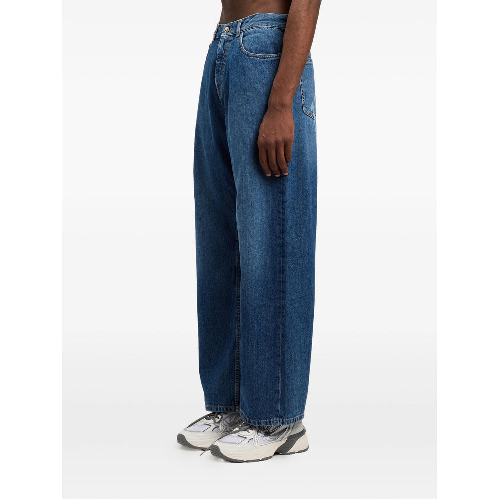 Palm Angels Blue Denim - Wide-Leg Jeans Men PALM ANGELS