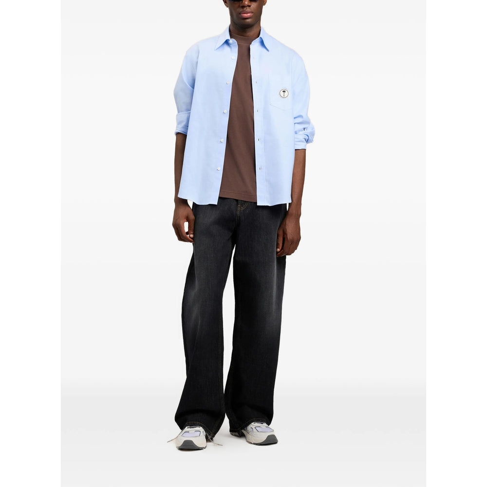 Palm Angels Grey Denim - Wide-Leg Jeans Men PALM ANGELS