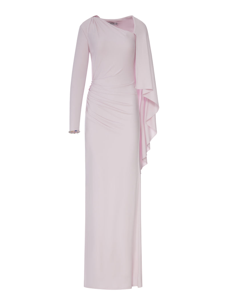 Self-Portrait Women Long Draped Pink Jersey Dress SELF-PORTRAIT