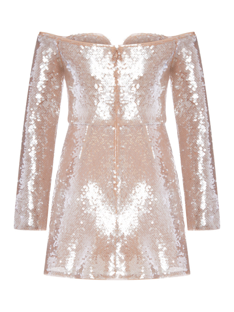Self-Portrait Women Off-Shoulder Sequin Mini Dress SELF-PORTRAIT