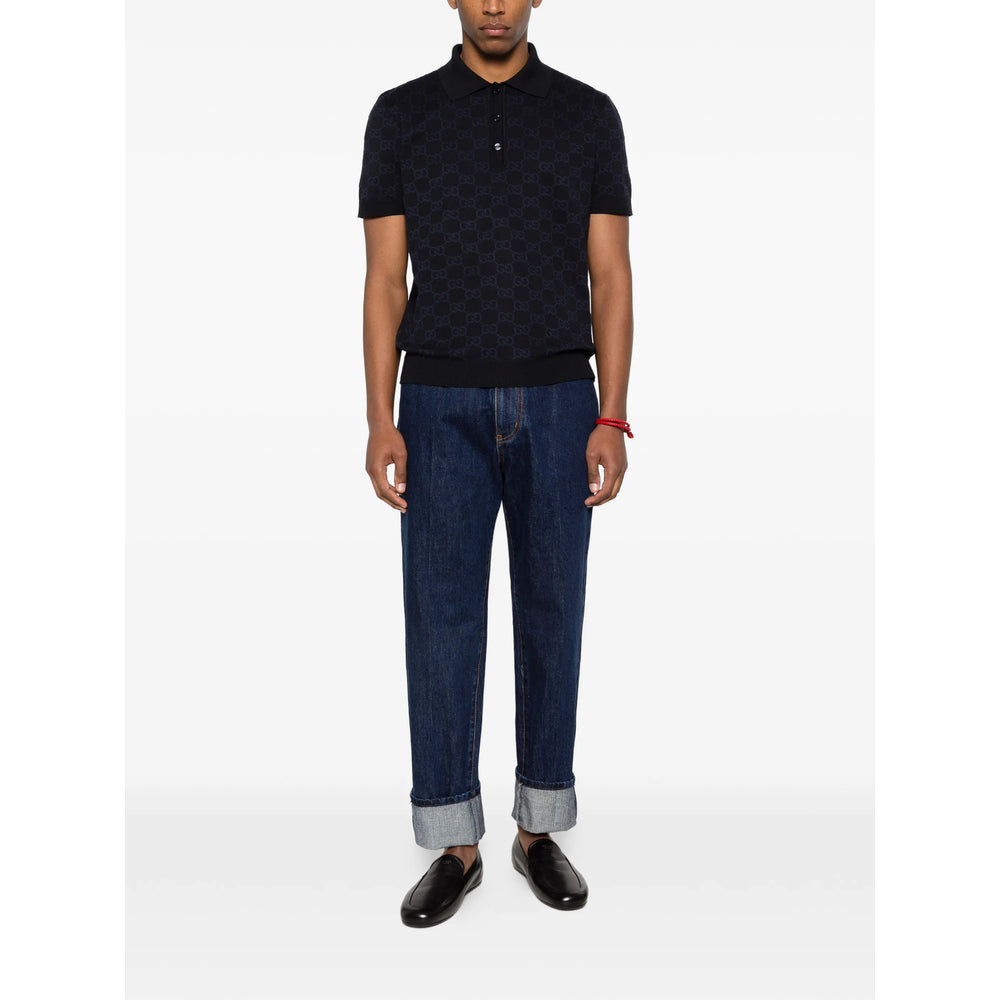 Gucci Blue Polo Shirts Men GUCCI
