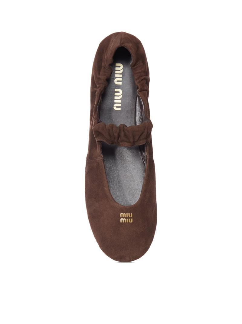 Miu Miu Women Miu Miu Women Ruffled Suede Ballerinas MIU MIU