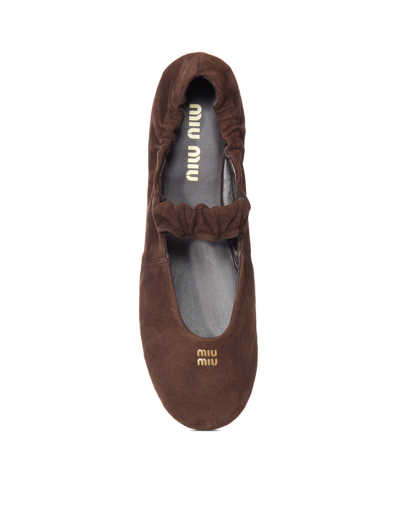 Miu Miu Women Ruffled Suede Ballerinas MIU MIU