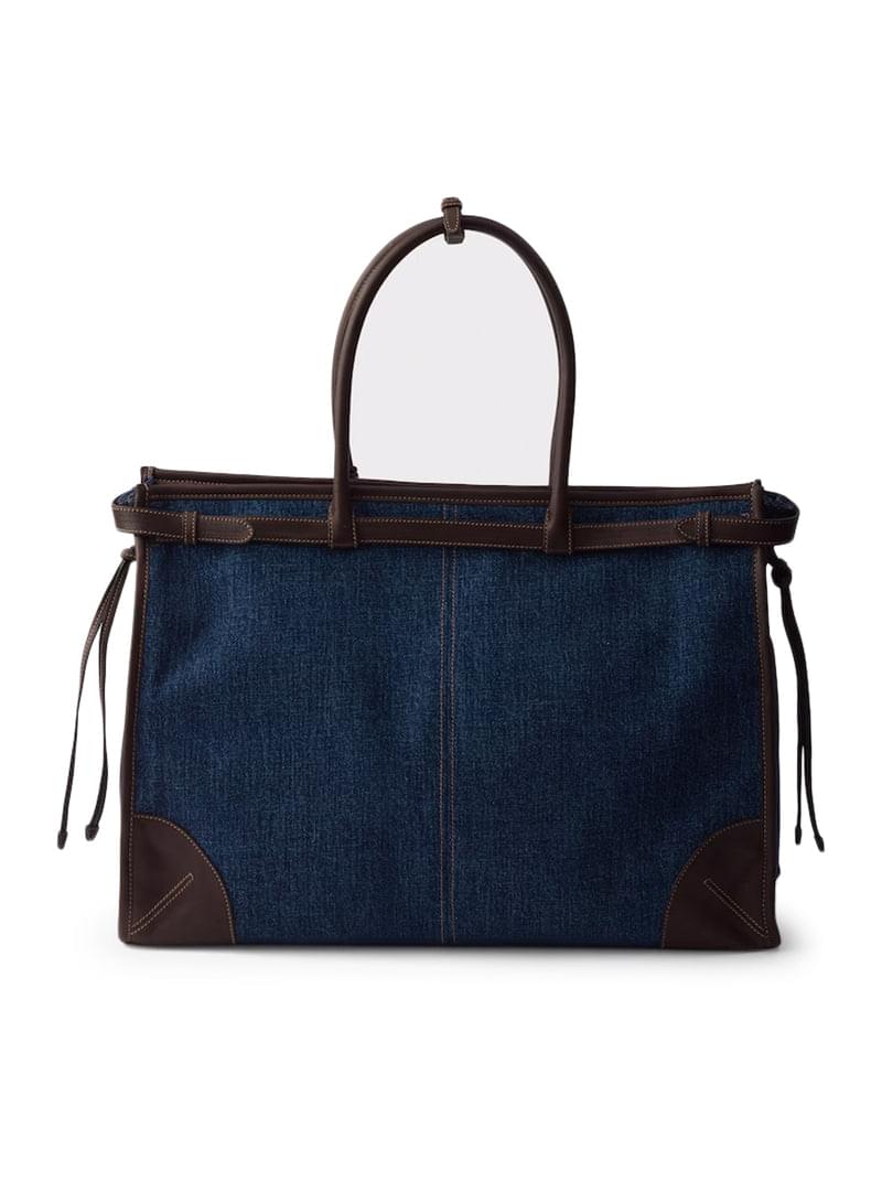 Prada Men Prada Bonnie Shopping Bag In Denim And Leather PRADA