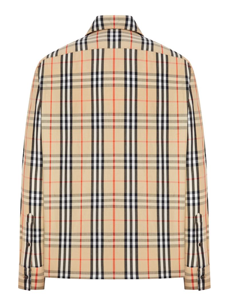 Burberry Men Check Cotton And Linen Overshirt BURBERRY