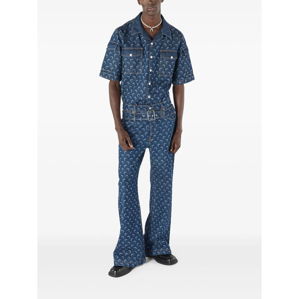Marine Serre Blue Shirts Men MARINE SERRE