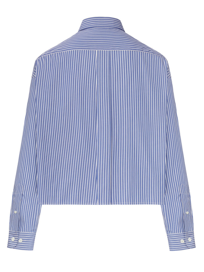 Miu Miu Women Cropped Striped Cotton Shirt MIU MIU