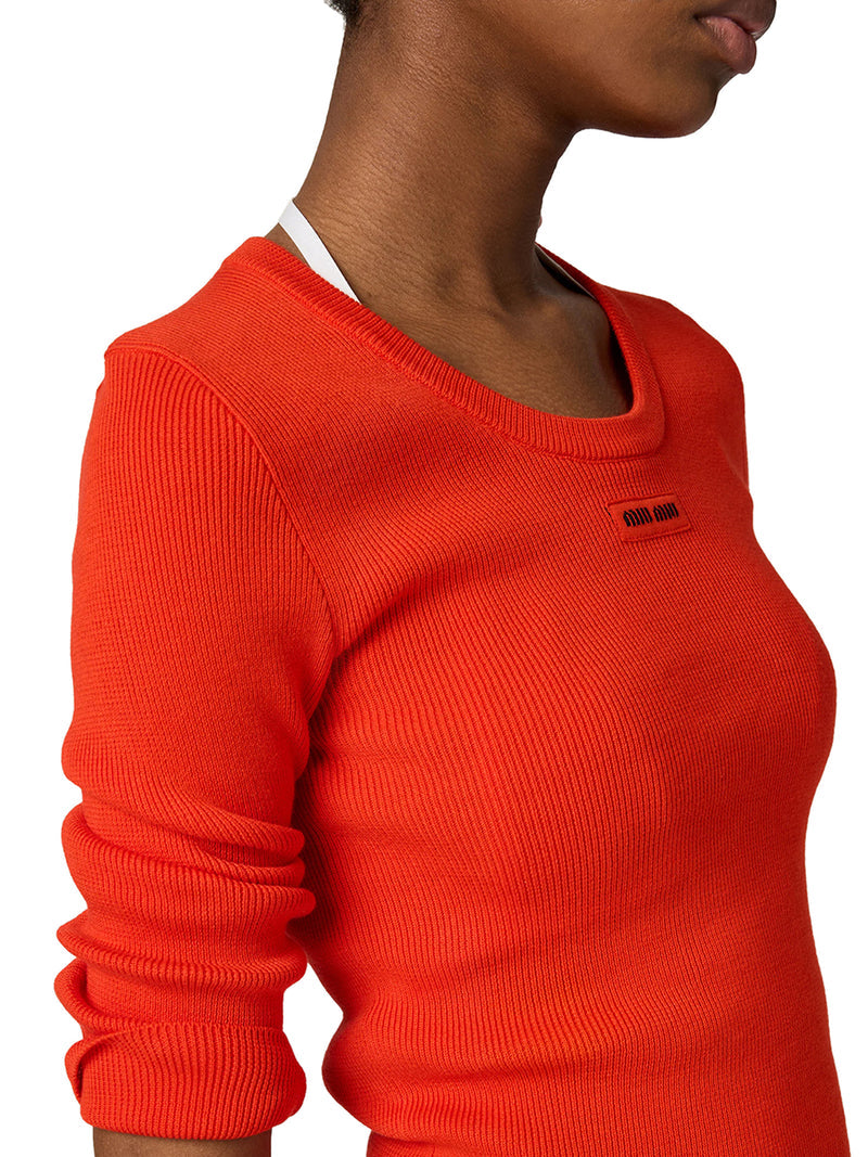 Miu Miu Women Crew Neck Cotton Sweater MIU MIU