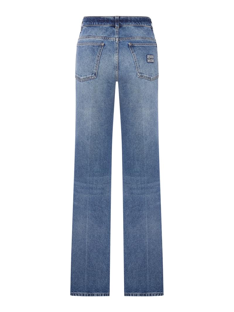 Miu Miu Women Straight Leg Denim Jeans Medium Wash MIU MIU