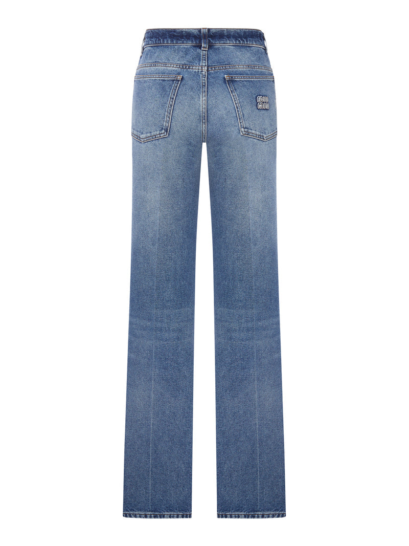 Miu Miu Women Straight Leg Denim Jeans Medium Wash MIU MIU