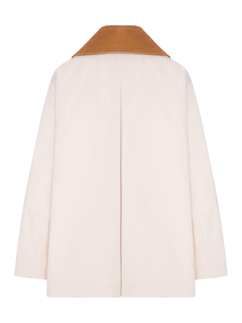 Ganni Women Pink Twill Jacket With Corduroy Collar GANNI