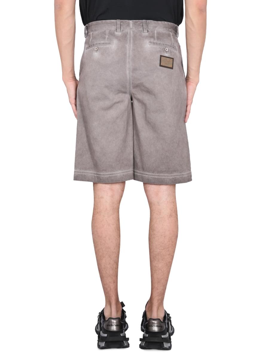 Dolce & Gabbana Men Bermuda Shorts With Logo Plaque DOLCE & GABBANA