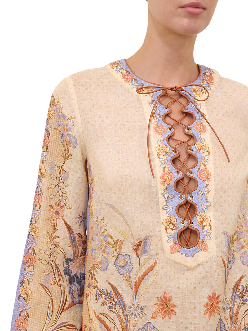 Zimmermann Women Indra Linen Mini Tunic Dress ZIMMERMANN