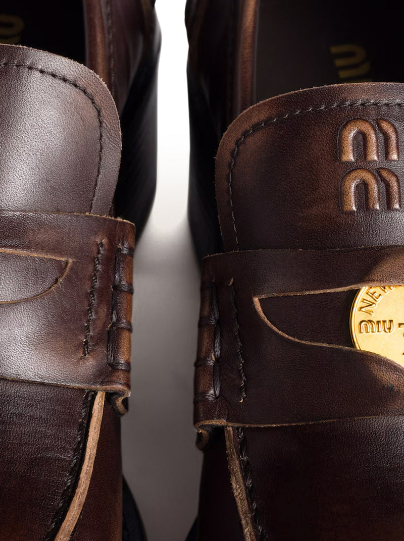 Miu Miu Women Deco Calfskin Loafers MIU MIU