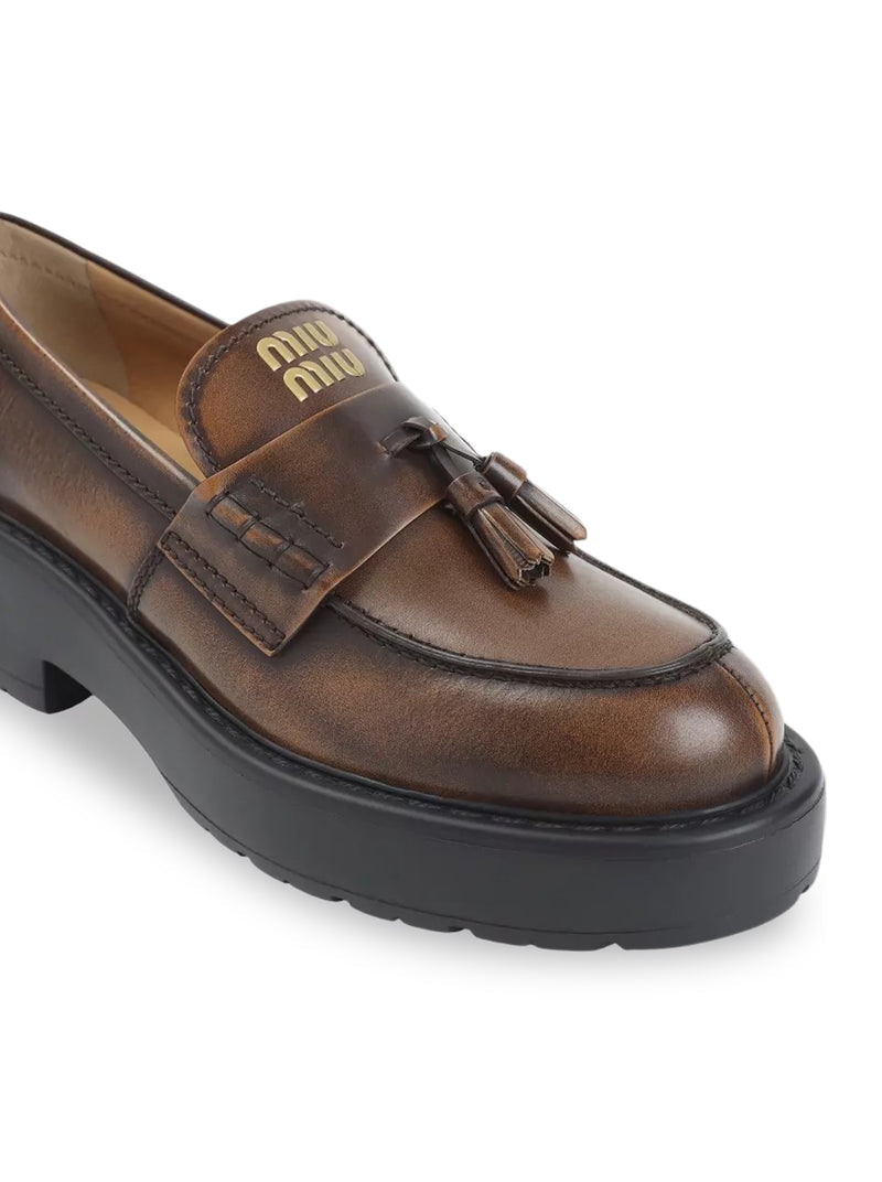 Miu Miu Women Smooth Leather Loafers With Tassels MIU MIU