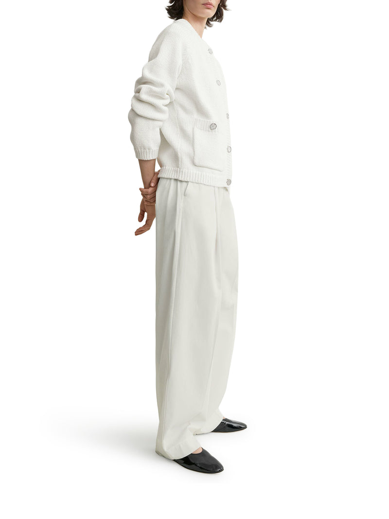 Toteme Women White Cotton Cardigan With Hammered-Effect Buttons