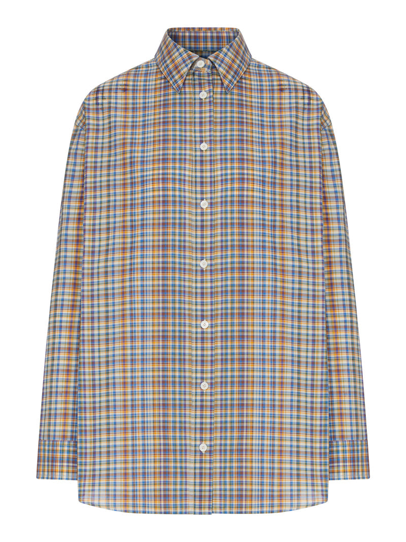 Toteme Women Classic Blue And Orange Checked Cotton Shirt TOTEME
