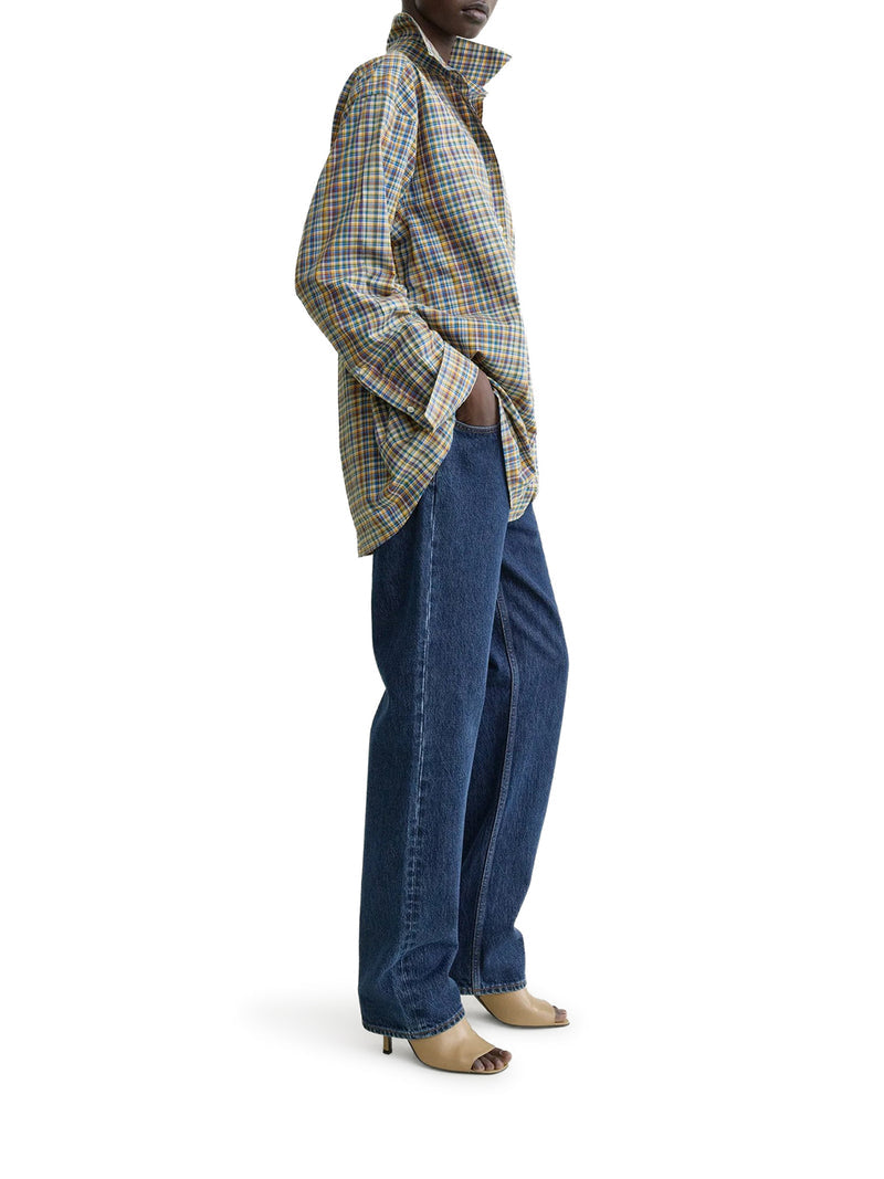 Toteme Women Classic Blue And Orange Checked Cotton Shirt TOTEME