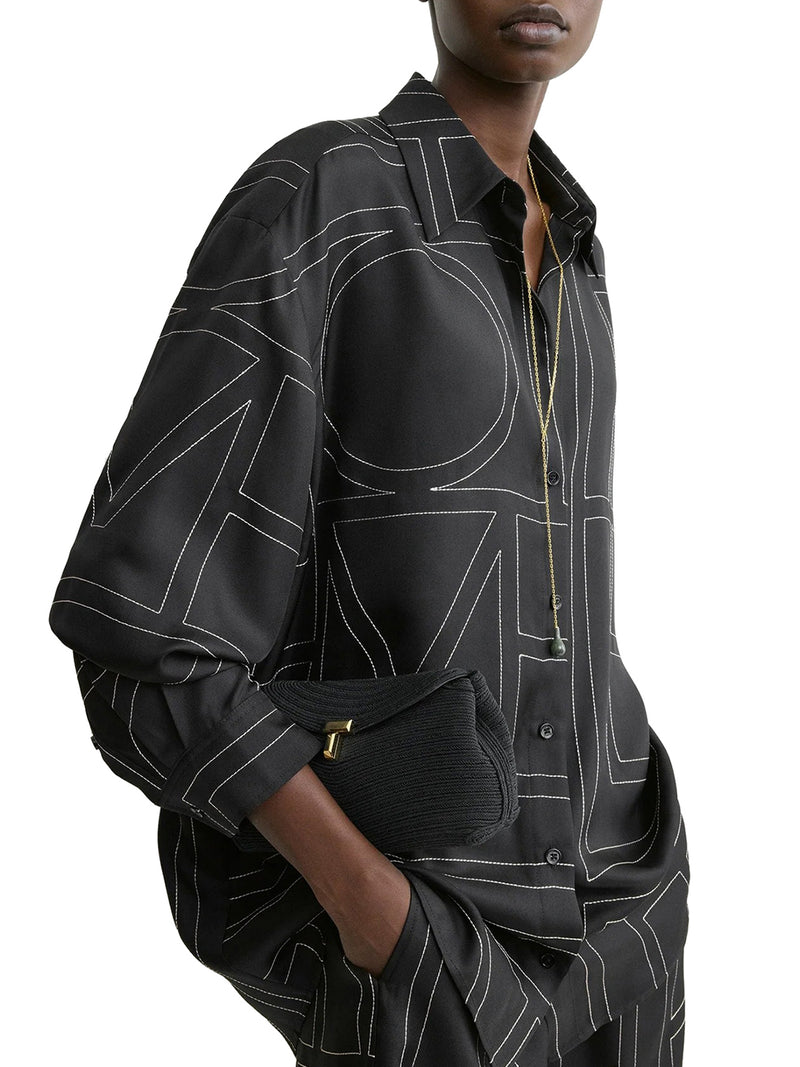Toteme Women Silk Shirt With Monogram Embroidery TOTEME