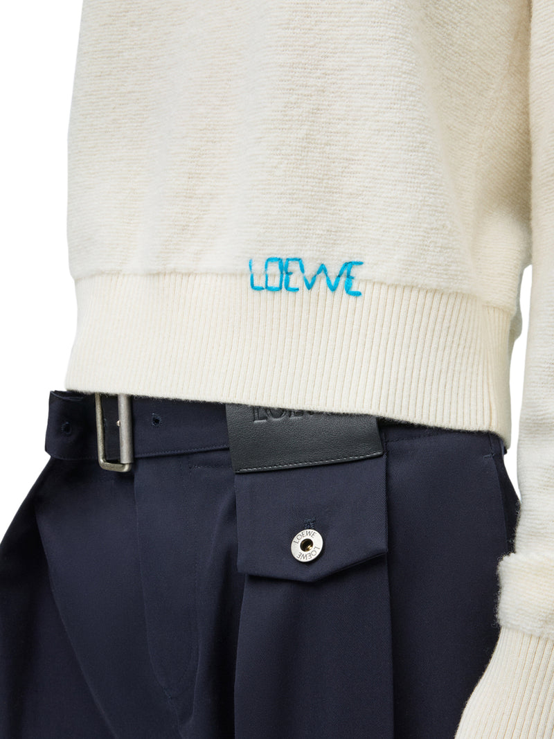 Loewe Women Wool Sweater With Hand-Embroidered Loewe Detail Applied To The Hem LOEWE