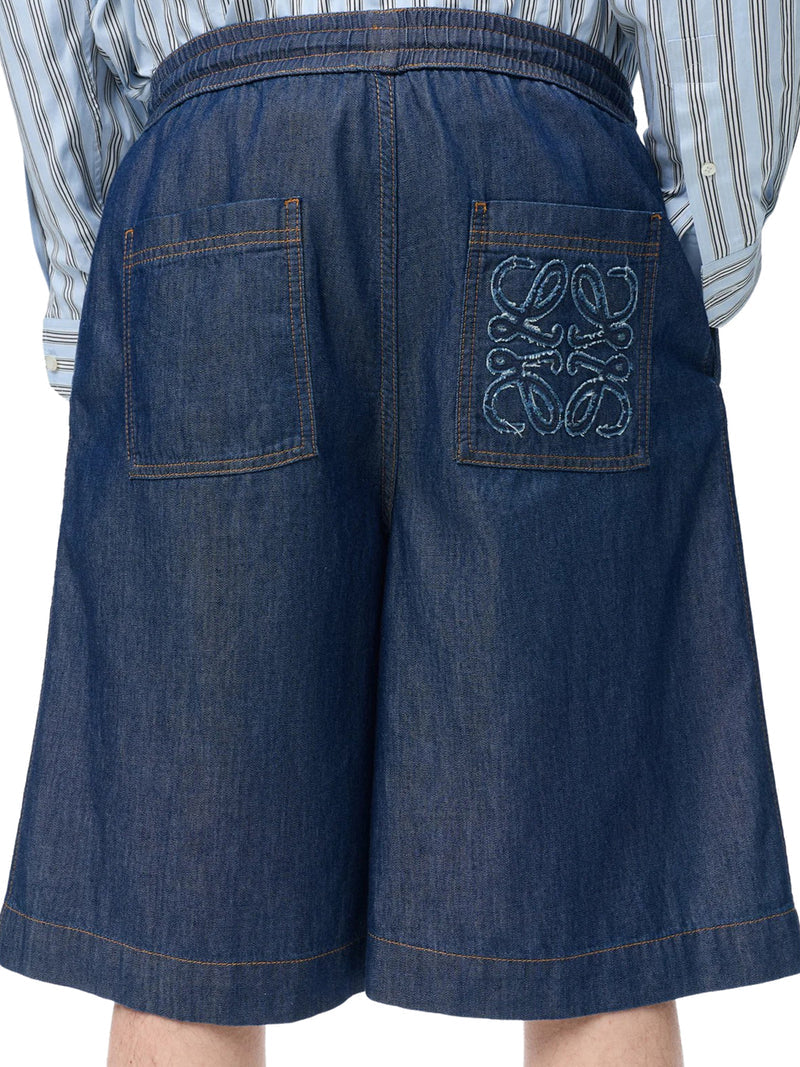 Loewe Men Lightweight Cotton Chambray Shorts LOEWE