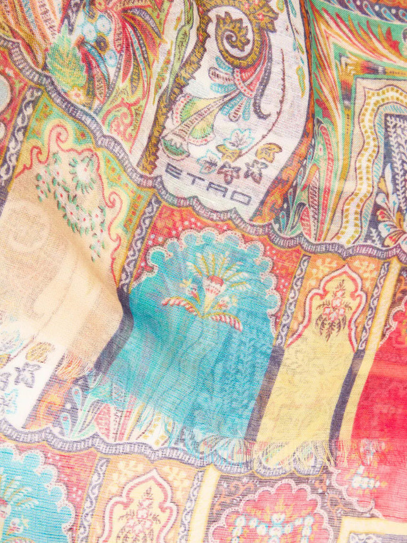 Etro Women Modal Blend Scarf With Paisley Foliage Pattern ETRO