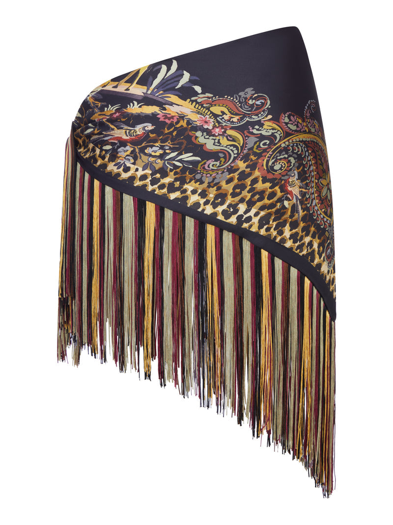 Etro Women Printed Silk Scarf With Multicolored Fringe ETRO