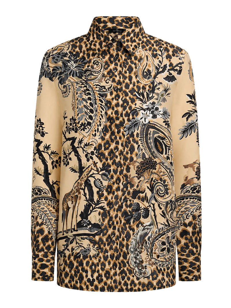 Etro Women Silk Shirt With Placement Leopard Print ETRO