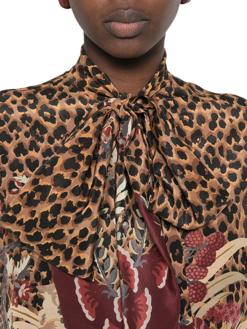 Etro Women Animal And Floral Printed Shirt With Neck Bow ETRO