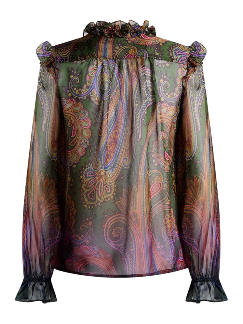 Etro Women Silk Shirt With Placement Dégradé Paisley Print ETRO