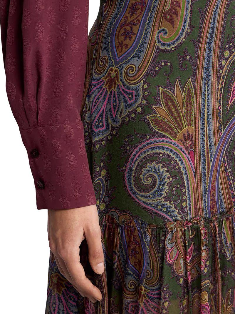 Etro Women Long Silk Skirt With Placement Paisley Print ETRO