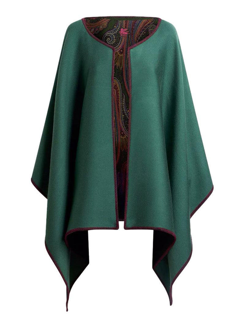 Etro Women Reversible Wool Cape With Dégradé Paisley Pattern ETRO