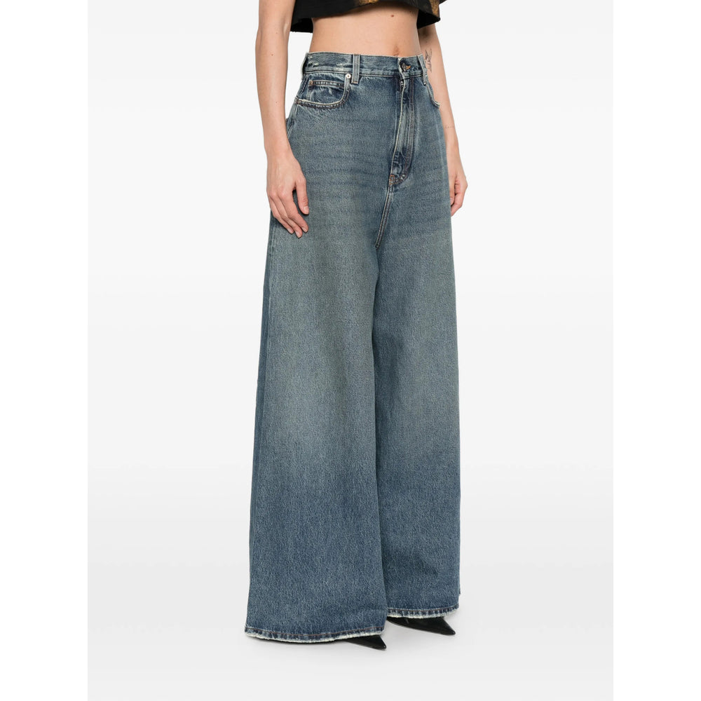 Balenciaga Blue Denim - Wide-Leg Jeans Women BALENCIAGA