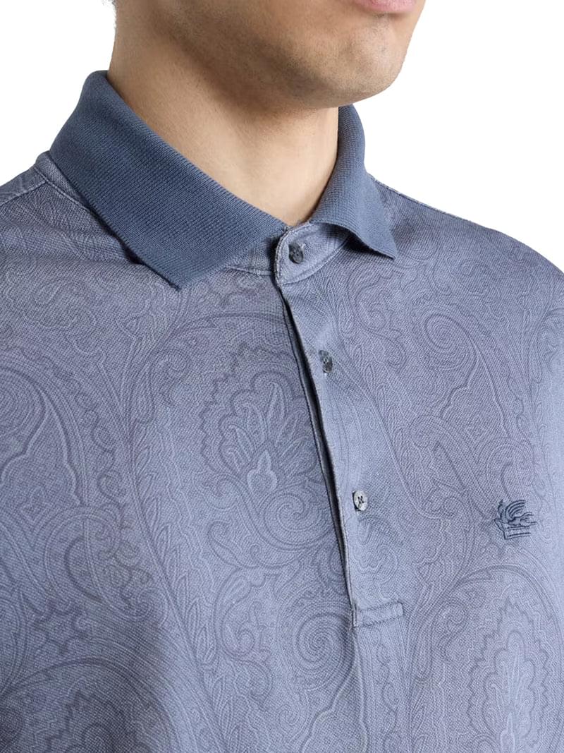 Etro Men Cotton Polo Shirt With Arnica Pattern ETRO