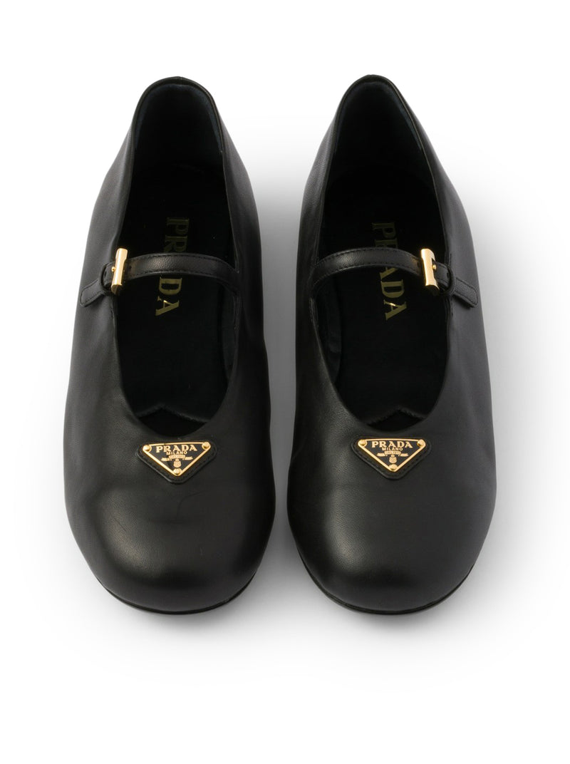 Prada Women Nappa Leather Ballet Flats With Logo PRADA