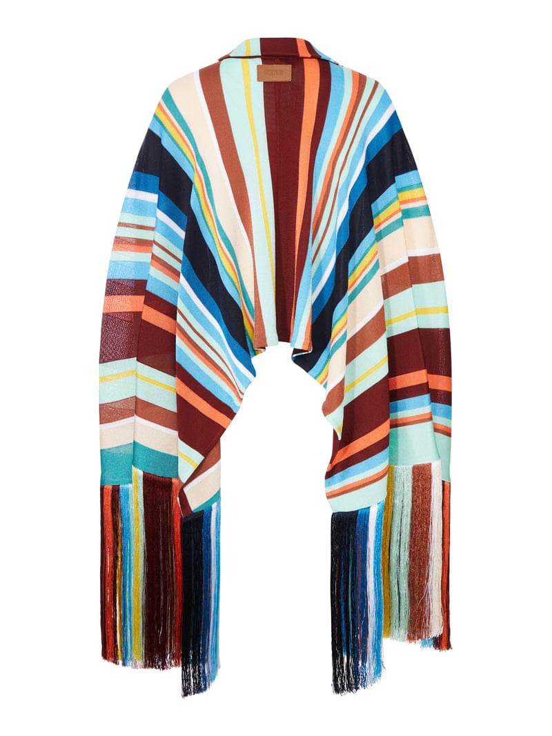 Fendi Women Multicolor Striped Viscose Knit Poncho Shirt FENDI