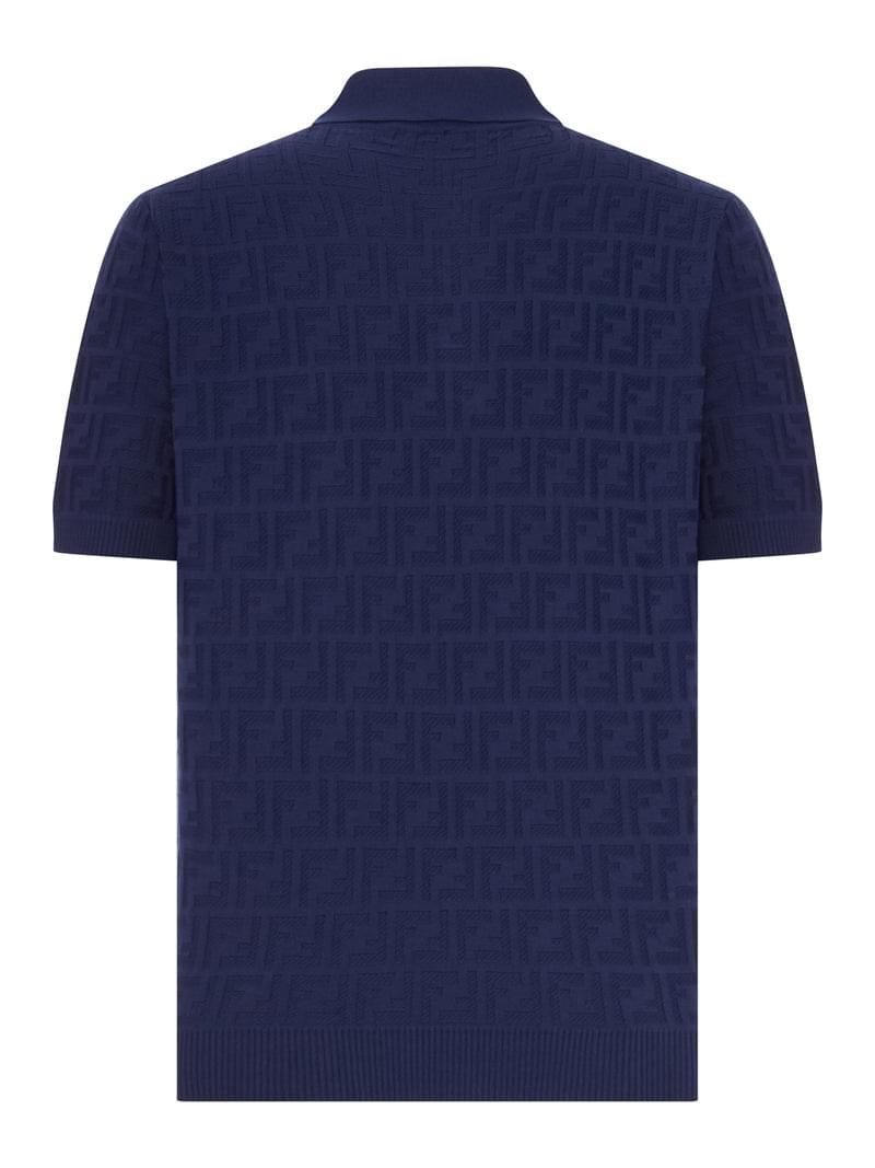 Fendi Men Dark Blue Tricot Cotton Polo Shirt FENDI