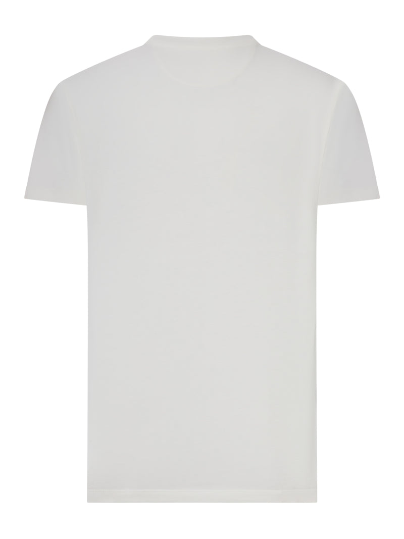 Fendi Men White Cotton T-Shirt With Front Logo FENDI