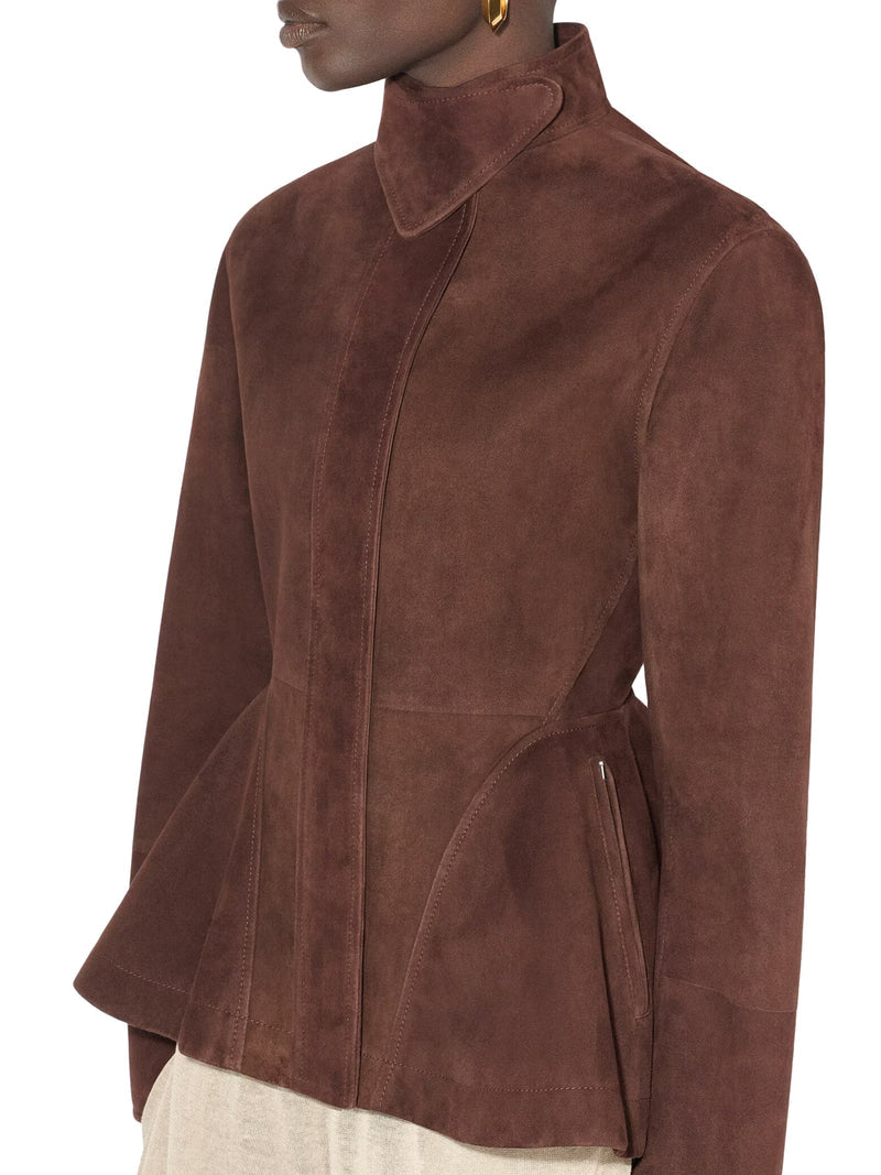 Alaia Women Peplum Jacket In Suede Goatskin ALAIA