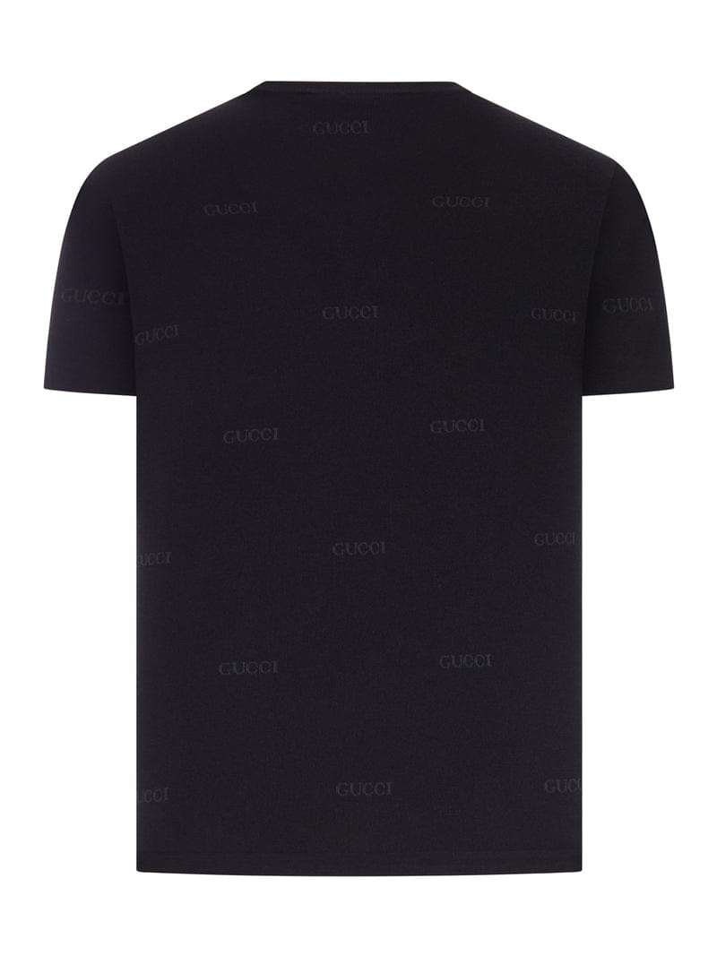 Gucci Men Jacquard Wool And Silk Blend T-Shirt With All-Over Logo GUCCI